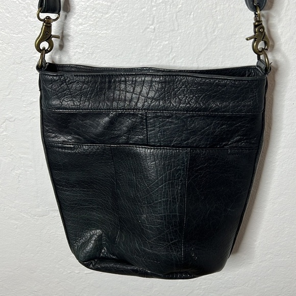 Anthro Day & Mood Black Leather Bucket Bag - Picture 2 of 11